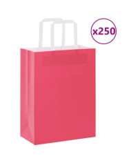 Sacs en papier 250 pcs avec poignées rose 21x11x28 cm | Mobilier & Déco