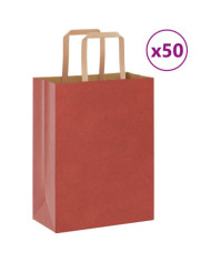 Sacs en papier 50 pcs avec poignées rouge 21x11x28 cm | Mobilier & Déco