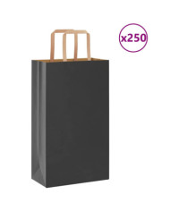 Sacs en papier 250 pcs avec poignées noir 21x11x36 cm | Mobilier & Déco