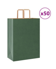 Sacs en papier 50 pcs avec poignées vert 32x17x44 cm | Mobilier & Déco