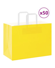 Sacs en papier 50 pcs avec poignées jaune 32x17x25 cm | Mobilier & Déco