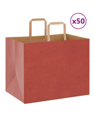 Sacs en papier 50 pcs avec poignées rouge 32x22x24 cm | Mobilier & Déco
