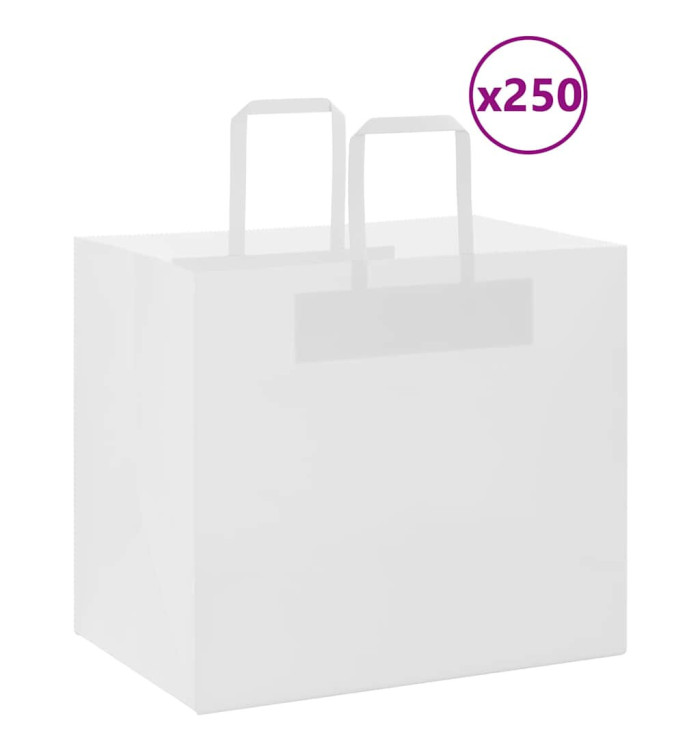 Sacs en papier 250 pcs avec poignées blanc 32x22x28 cm | Mobilier & Déco