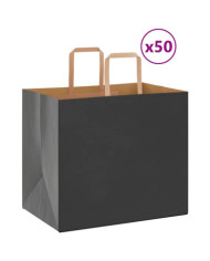 Sacs en papier 50 pcs avec poignées noir 32x22x28 cm | Mobilier & Déco