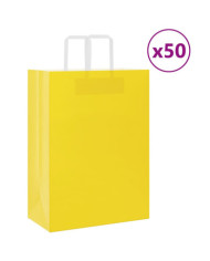 Sacs en papier 50 pcs avec poignées jaune 32x17x44 cm | Mobilier & Déco