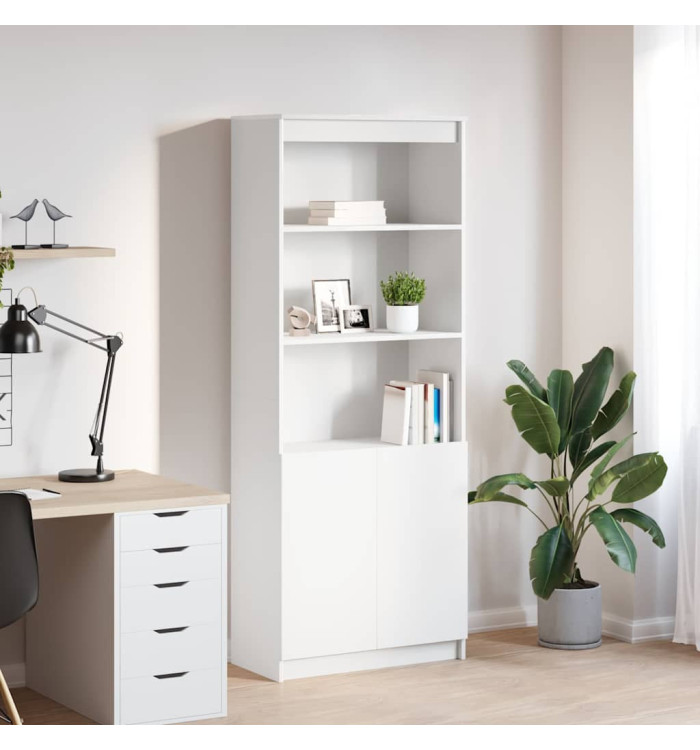 Buffet haut blanc 70x35x180 cm bois d'ingénierie | Mobilier & Déco