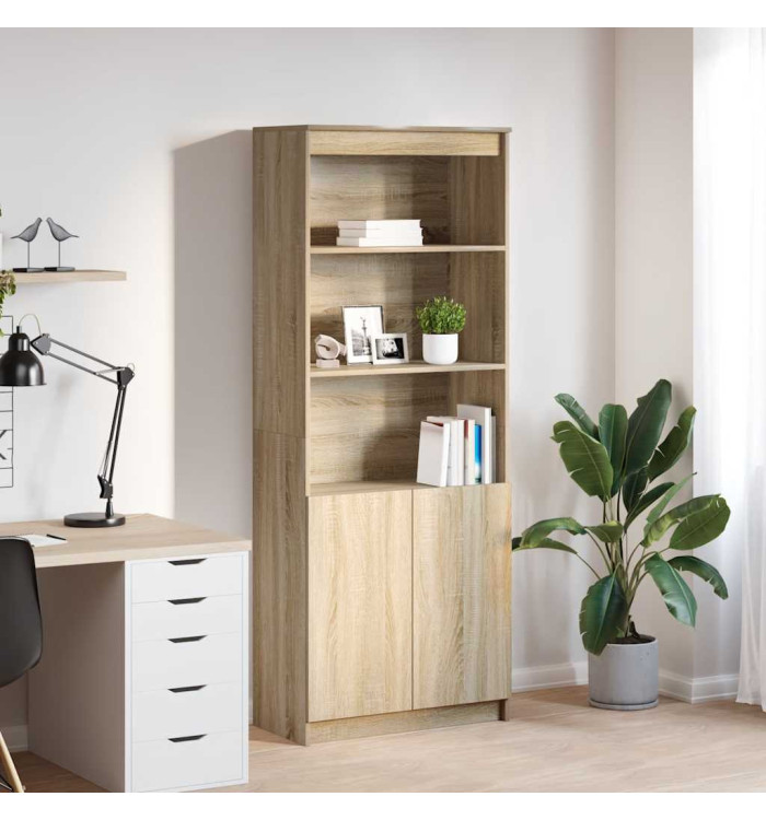 Buffet haut chêne sonoma 70x35x180 cm bois d'ingénierie | Mobilier & Déco
