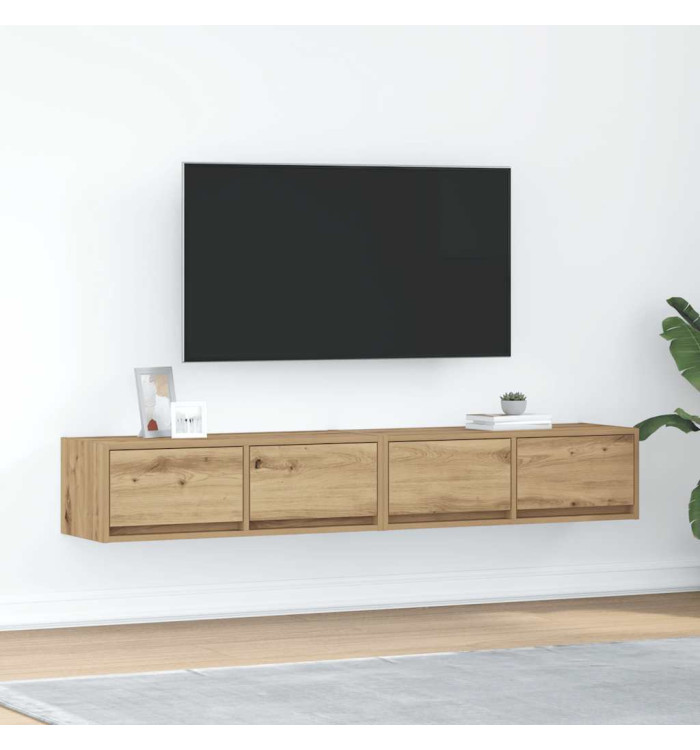 Meuble TV 2 pcs chêne artisanal 80x31x25,5 cm bois d'ingénierie | Mobilier & Déco