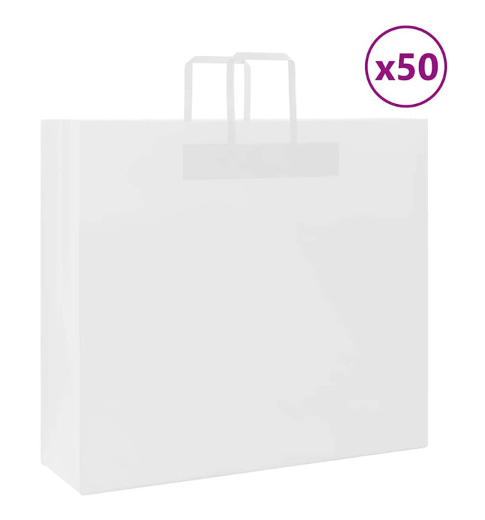 Sacs en papier 50 pcs avec poignées blanc 54x15x49 cm | Mobilier & Déco