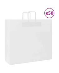 Sacs en papier 50 pcs avec poignées blanc 54x15x49 cm | Mobilier & Déco
