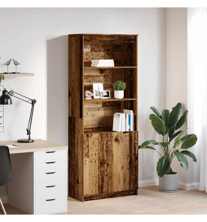 Buffet haut vieux bois 70x35x180 cm bois d'ingénierie | Mobilier & Déco