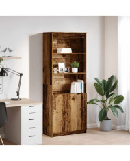 Buffet haut vieux bois 70x35x180 cm bois d'ingénierie | Mobilier & Déco