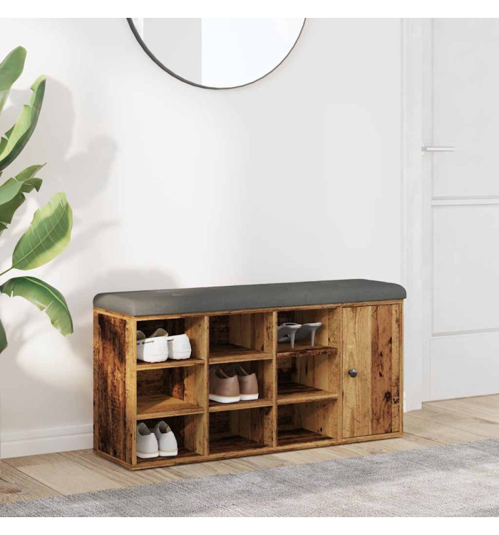 Banc à chaussures vieux bois 102x32x50 cm bois d'ingénierie | Mobilier & Déco