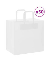 Sacs en papier 50 pcs avec poignées blanc 26x17x25 cm | Mobilier & Déco