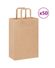 Sacs en papier 50 pcs avec poignées marron 21x11x31 cm | Mobilier & Déco