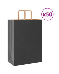 Sacs en papier 50 pcs avec poignées noir 32x17x44 cm | Mobilier & Déco