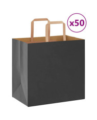 Sacs en papier 50 pcs avec poignées noir 26x17x25 cm | Mobilier & Déco