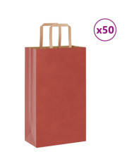 Sacs en papier 50 pcs avec poignées rouge 21x11x36 cm | Mobilier & Déco
