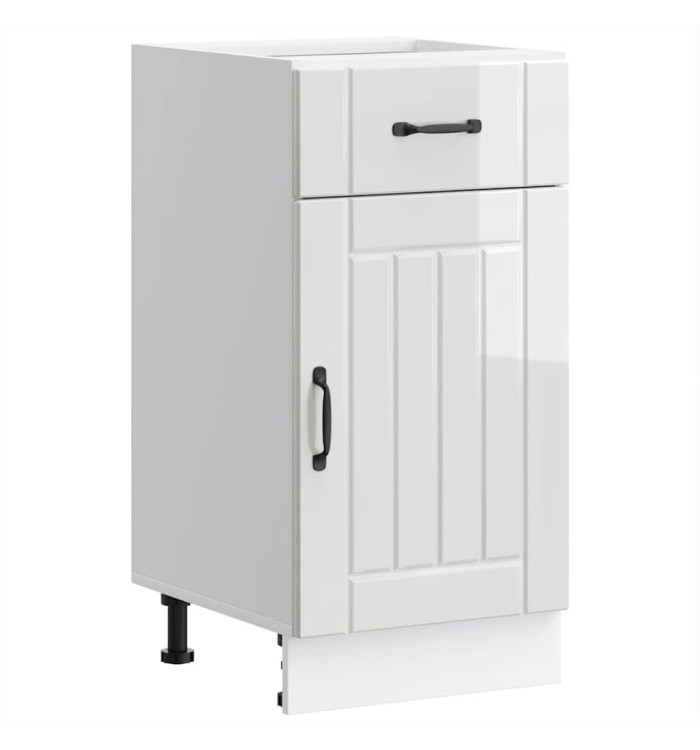 Armoire de cuisine Lucca blanc brillant bois ingénierie | Mobilier & Déco