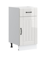 Armoire de cuisine Lucca blanc brillant bois ingénierie | Mobilier & Déco