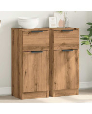 Buffets 2 pcs chêne artisanal 30x30x70 cm bois d'ingénierie | Mobilier & Déco