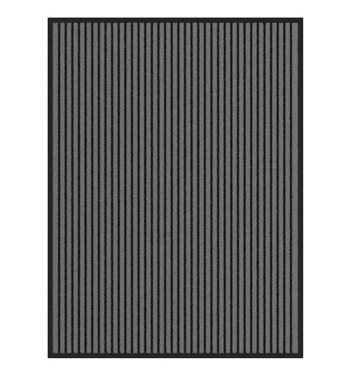 Paillasson noir et gris à rayures 90x120 cm | Mobilier & Déco