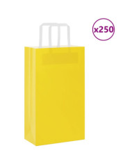 Sacs en papier 250 pcs avec poignées jaune 21x11x36 cm | Mobilier & Déco