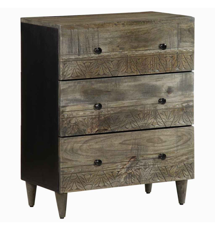 Buffet gris clair 60x33,5x75 cm bois de manguier massif | Mobilier & Déco