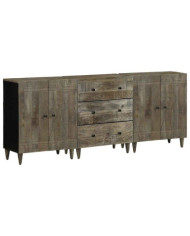 Buffets 3 pcs gris clair 60x33,5x75 cm bois de manguier massif | Mobilier & Déco