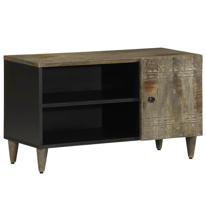 Meuble TV gris clair 80x31,5x46 cm bois massif de manguier | Mobilier & Déco