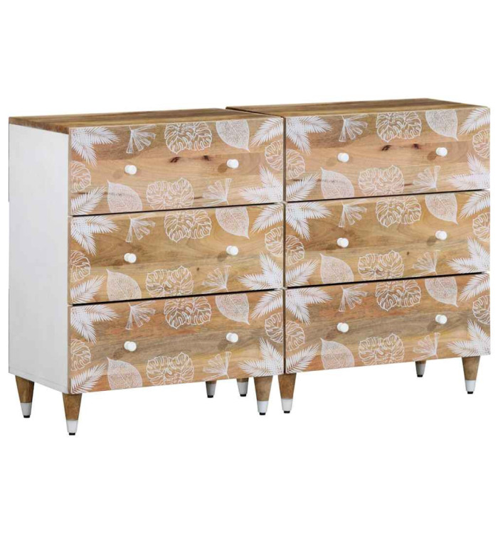 Buffets 2 pcs 60x33,5x75 cm bois de manguier massif | Mobilier & Déco