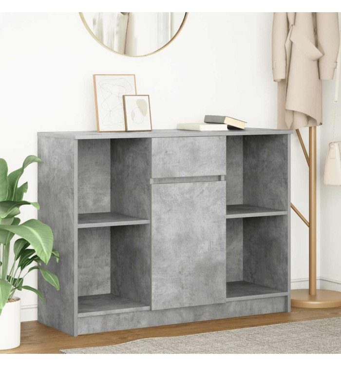 Buffet avec tiroir gris béton 101x35x76 cm bois d'ingénierie | Mobilier & Déco