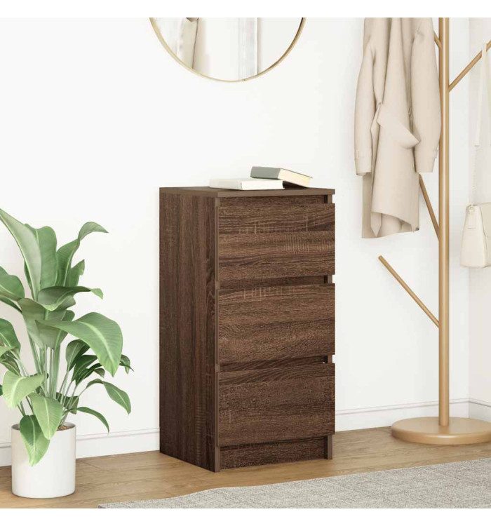 Buffet chêne marron 37,5x35x76 cm bois d'ingénierie | Mobilier & Déco