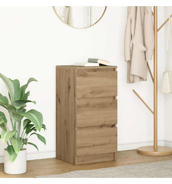 Buffet chêne artisanal 37,5x35x76 cm bois d'ingénierie | Mobilier & Déco