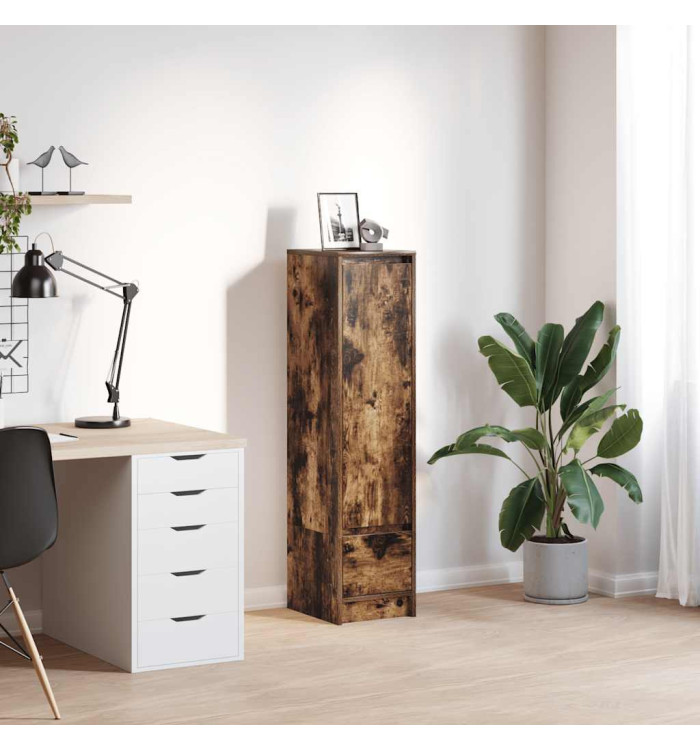 Buffet haut chêne fumé 29,5x34x119,5 cm bois d'ingénierie | Mobilier & Déco