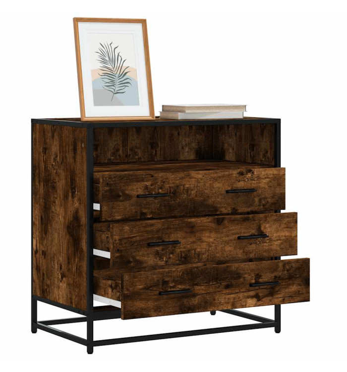 Commode chêne fumé 70x41x70 cm bois d'ingénierie | Mobilier & Déco
