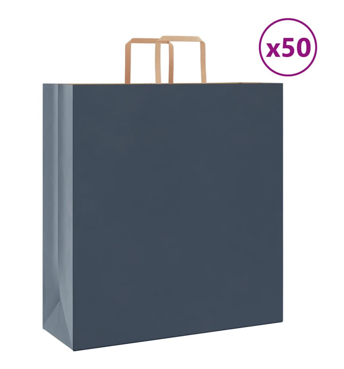 Sacs en papier 50 pcs avec poignées bleu 45x17x48 cm | Mobilier & Déco