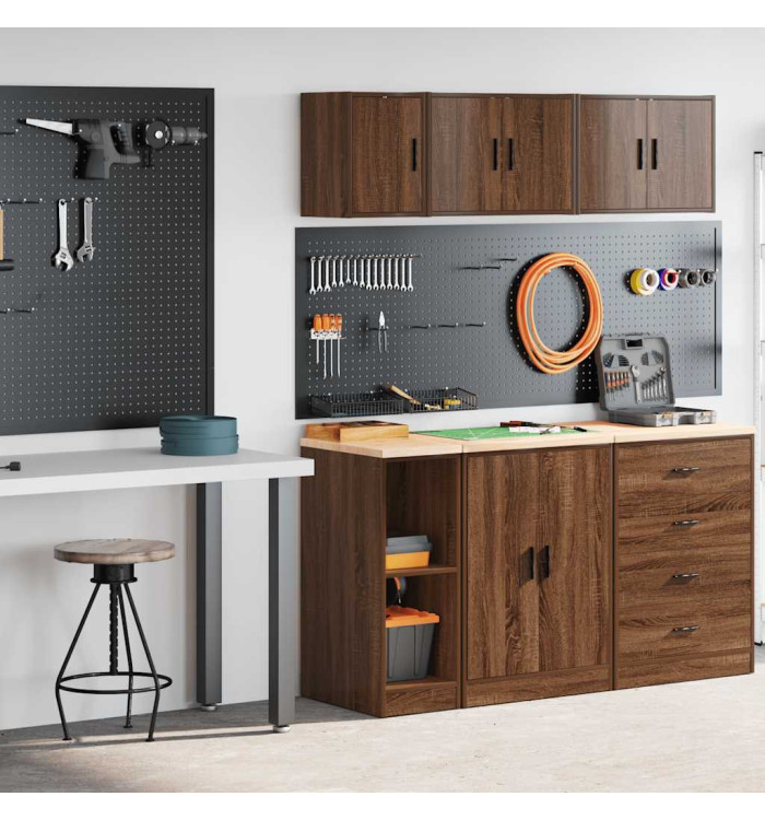 Armoires de garage 2 pcs chêne marron bois d'ingénierie | Mobilier & Déco