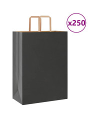Sacs en papier 250 pcs avec poignées noir 32x17x44 cm | Mobilier & Déco