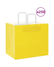 Sacs en papier 250 pcs avec poignées jaune 32x22x28 cm | Mobilier & Déco