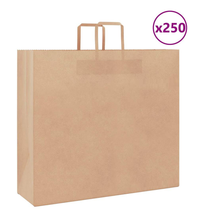 Sacs en papier 250 pcs avec poignées marron 54x15x49 cm | Mobilier & Déco
