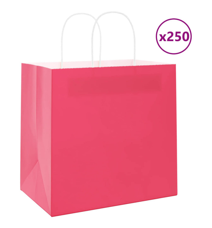 Sacs en papier 250 pcs avec poignées rose 54x15x49 cm | Mobilier & Déco