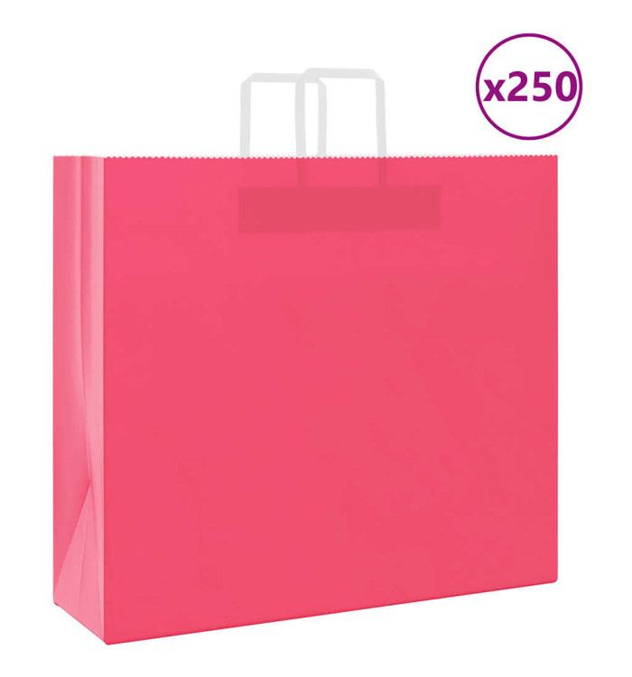 Sacs en papier 250 pcs avec poignées rose 54x15x49 cm | Mobilier & Déco