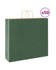Sacs en papier 50 pcs avec poignées vert 54x15x49 cm | Mobilier & Déco