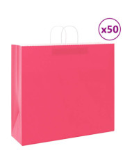 Sacs en papier 50 pcs avec poignées rose 54x15x49 cm | Mobilier & Déco