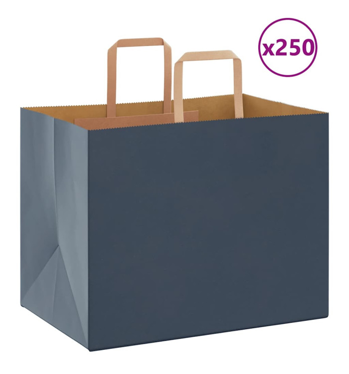 Sacs en papier 250 pcs avec poignées bleu 32x22x24 cm | Mobilier & Déco