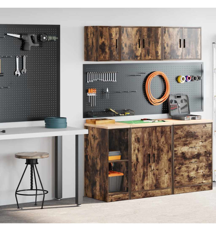 Armoires de garage 2 pcs chêne fumé bois d'ingénierie | Mobilier & Déco