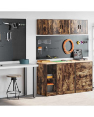 Armoires de garage 2 pcs chêne fumé bois d'ingénierie | Mobilier & Déco