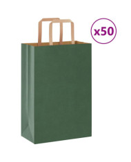 Sacs en papier 50 pcs avec poignées vert 21x11x31 cm | Mobilier & Déco
