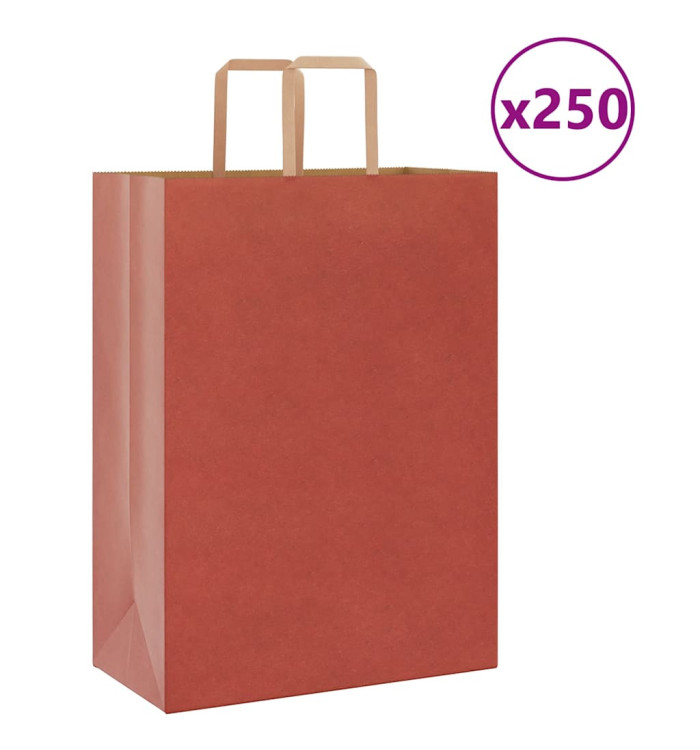 Sacs en papier 250 pcs avec poignées rouge 32x17x44 cm | Mobilier & Déco